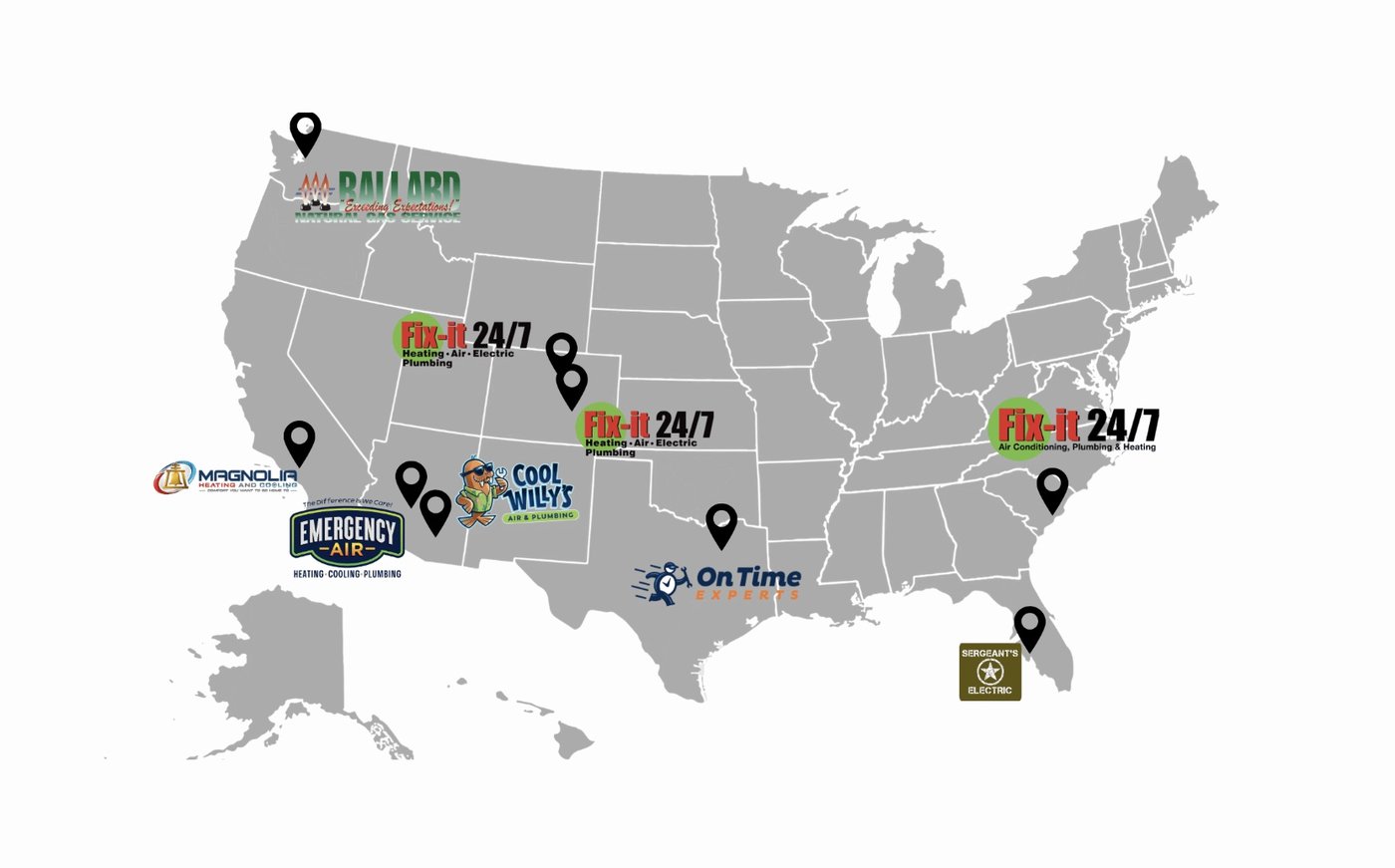 Fix-It Group brand footprint across the United States