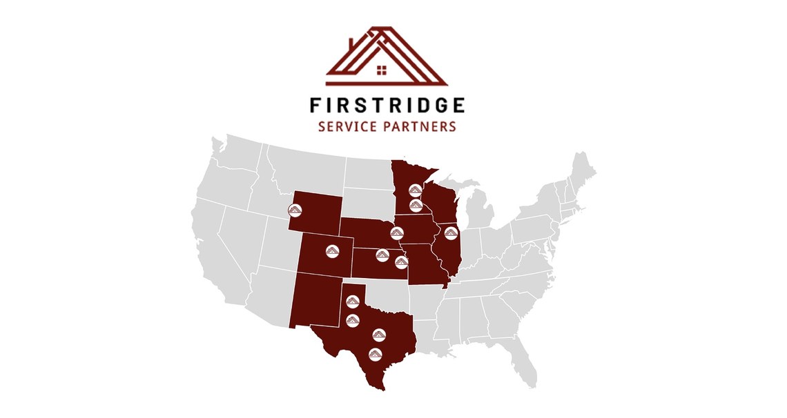 FirstRidge Service Partners roofing platform footprint across the central United States